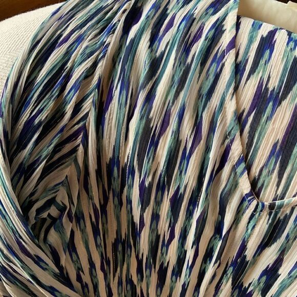 Karen Kane Teal Metallic LP Tie Front Top - Picture 6 of 13